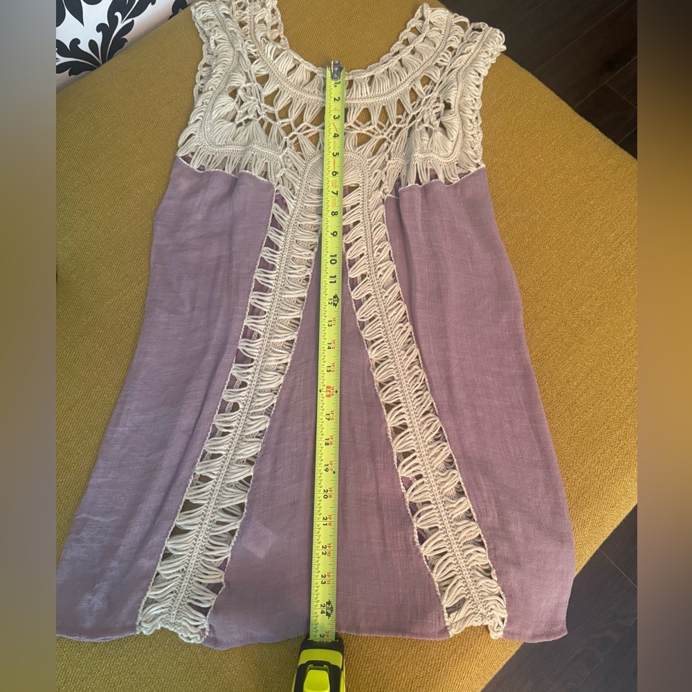 Purple and Cream Flowy Bohemian Tank - Picture 2 of 5